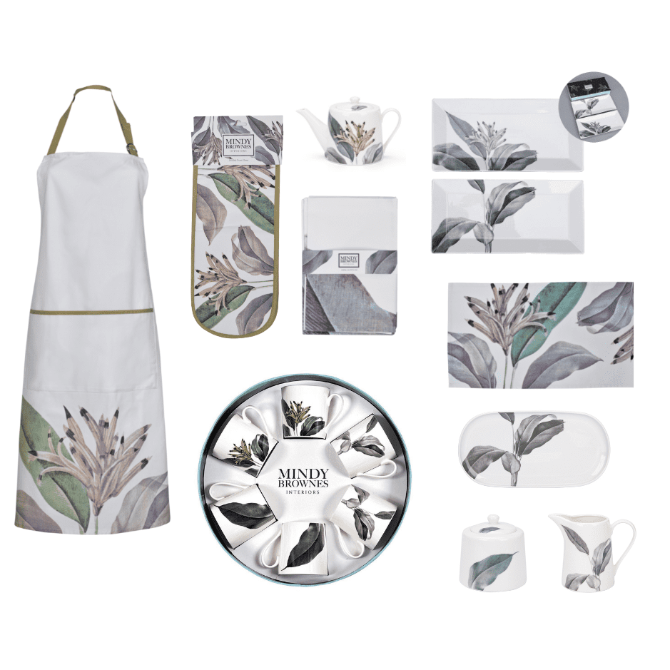 Mindy Brownes Interiors - Birds of Paradise Ceramic Tabletop and Kitchen Textiles Collection