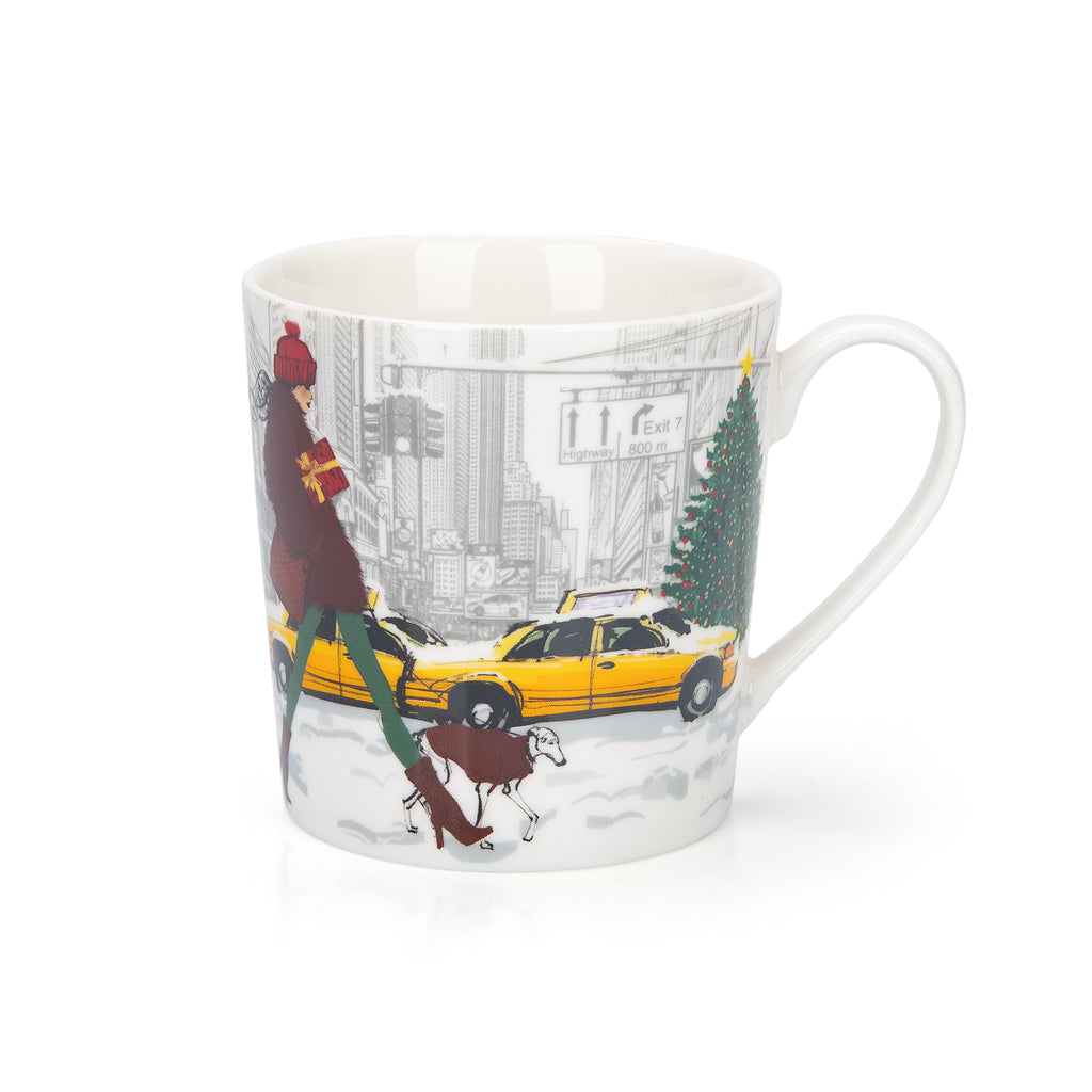 Mindy Brownes Interiors-Christmas in New York City Coffee Mugs-SHM017-Mug 1